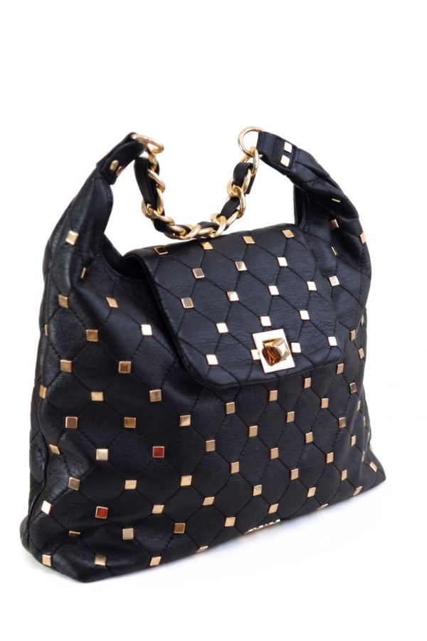 Bolso saco tachuelas para mujer negro