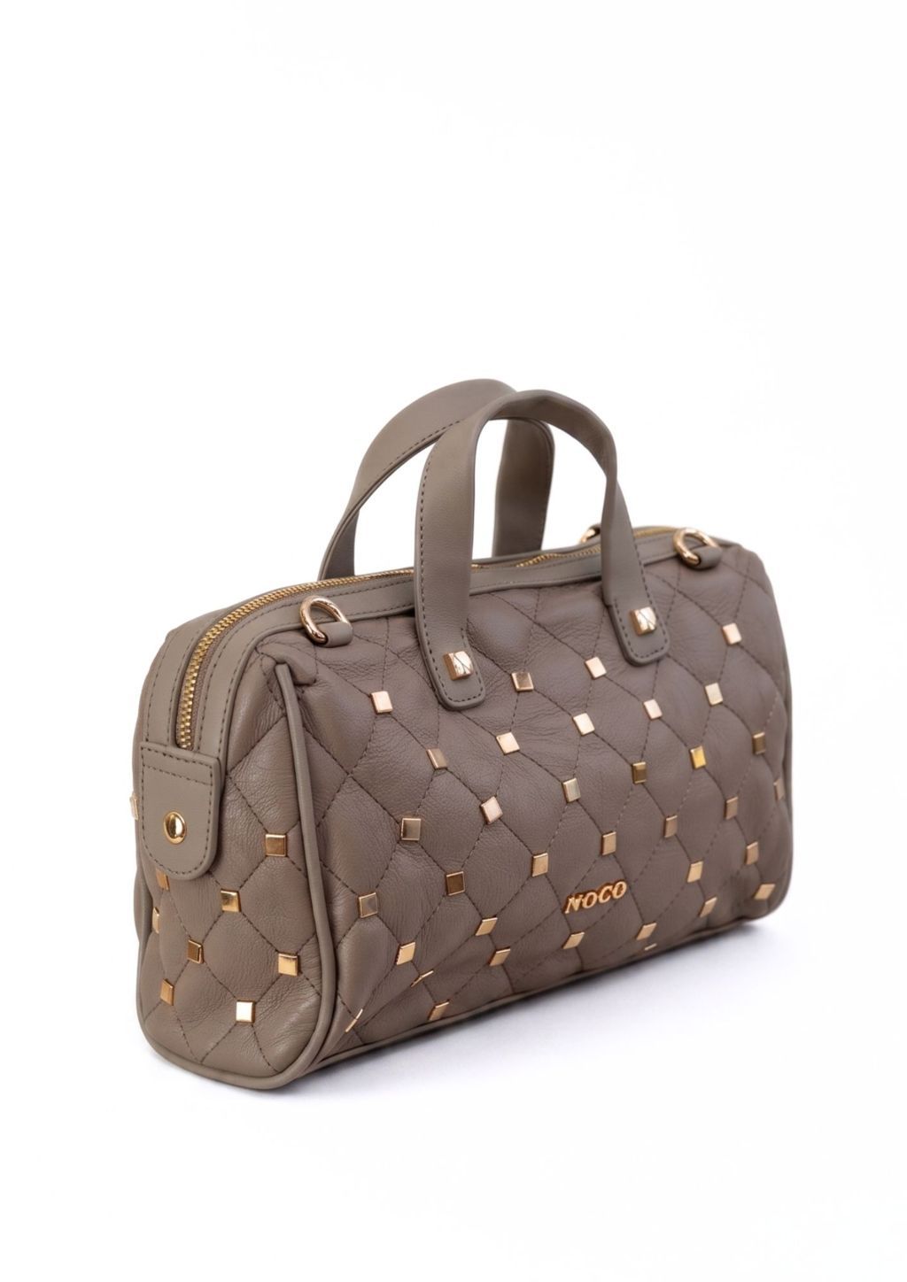 Bolso bowling tachuelas para mujer beige Bolso sofisticado y moderno mujer