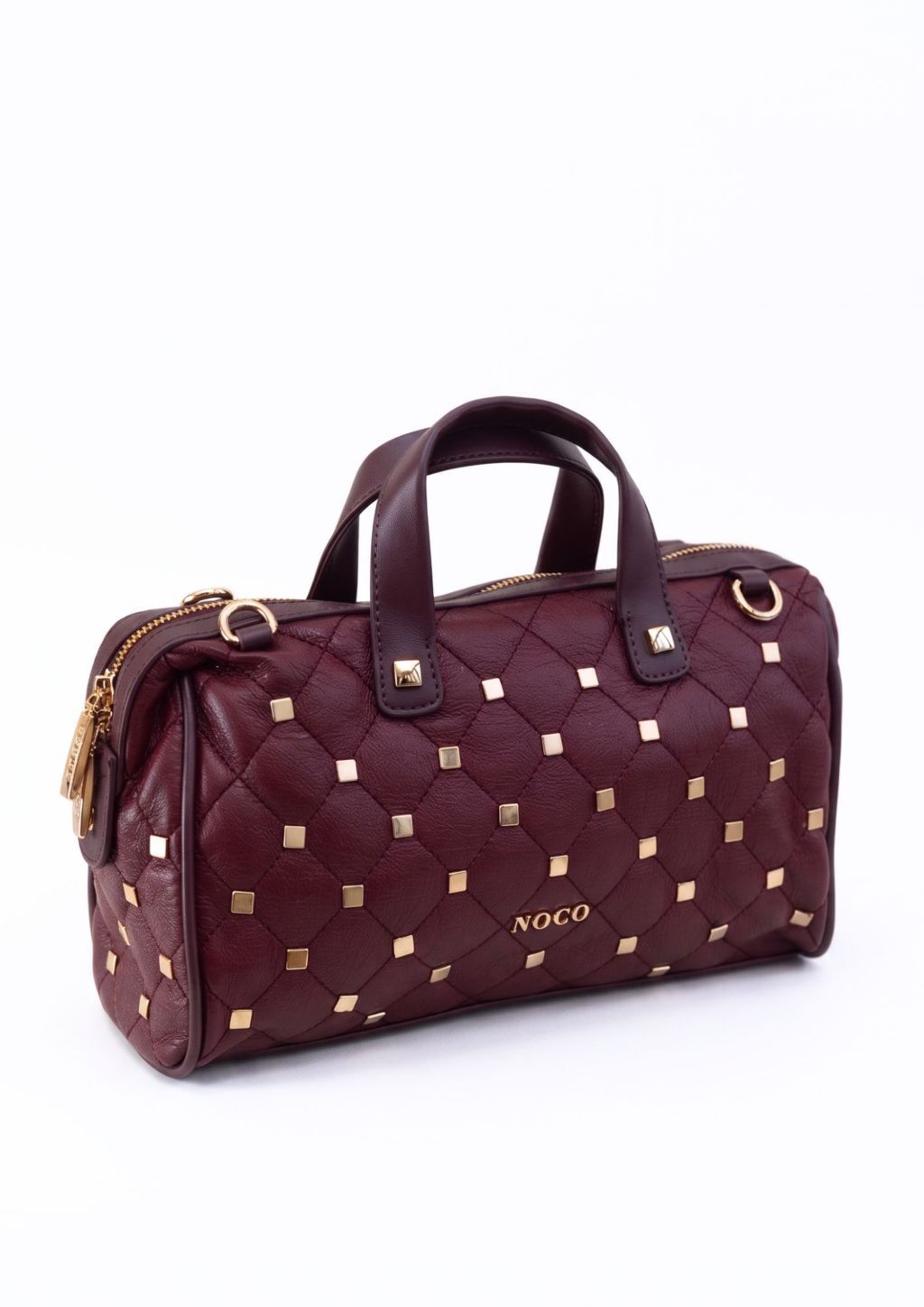 Diseño cómodo bolso bowling NOCO Bowling suave con bordado rombos NOCO granate
