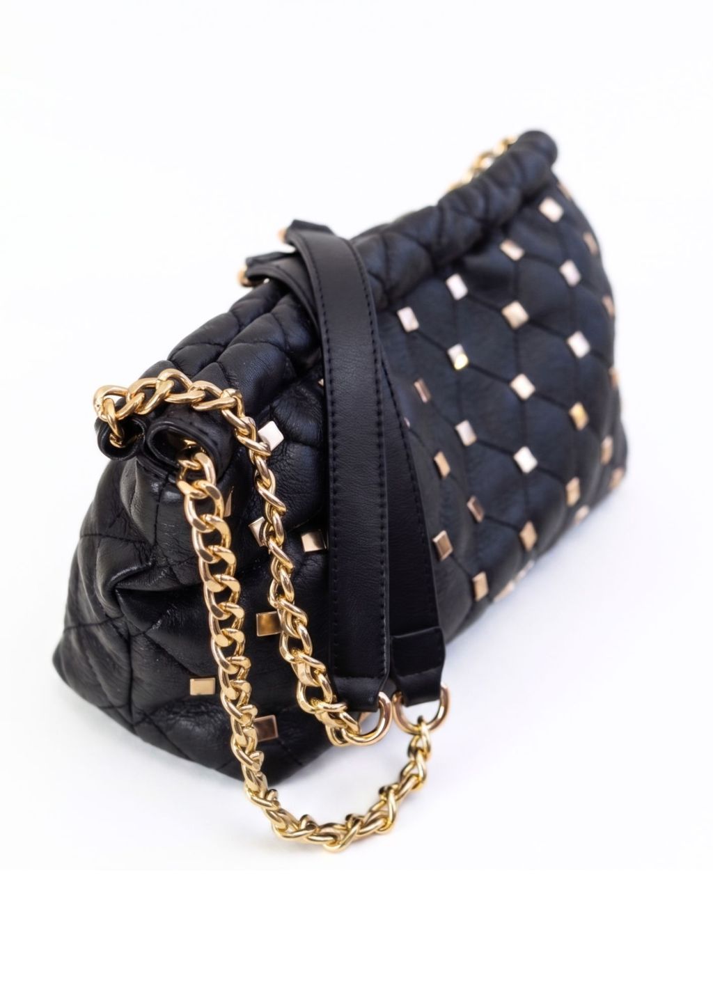 Bolso coqueto con doble cadena hombro negro Vista frontal bolso baguette elegante NOCO
