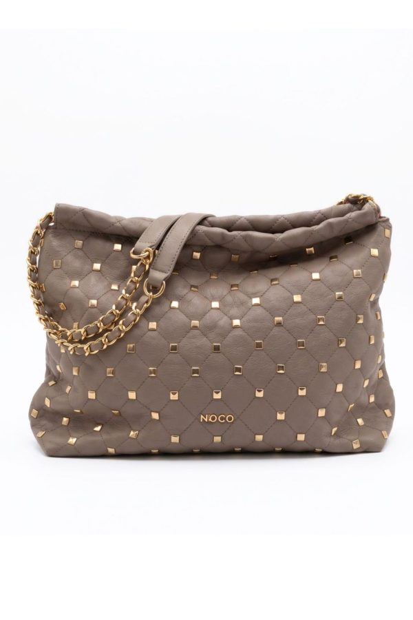 Bolso elegante con doble cadena hombro noco beige