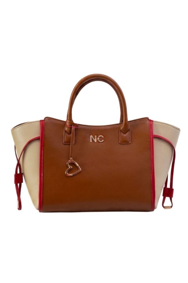 Shopper tricolor para mujer camel