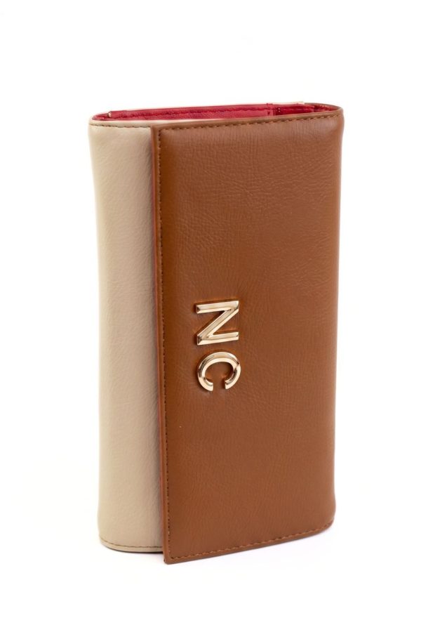 Monedero beige camel y rojo NOCO