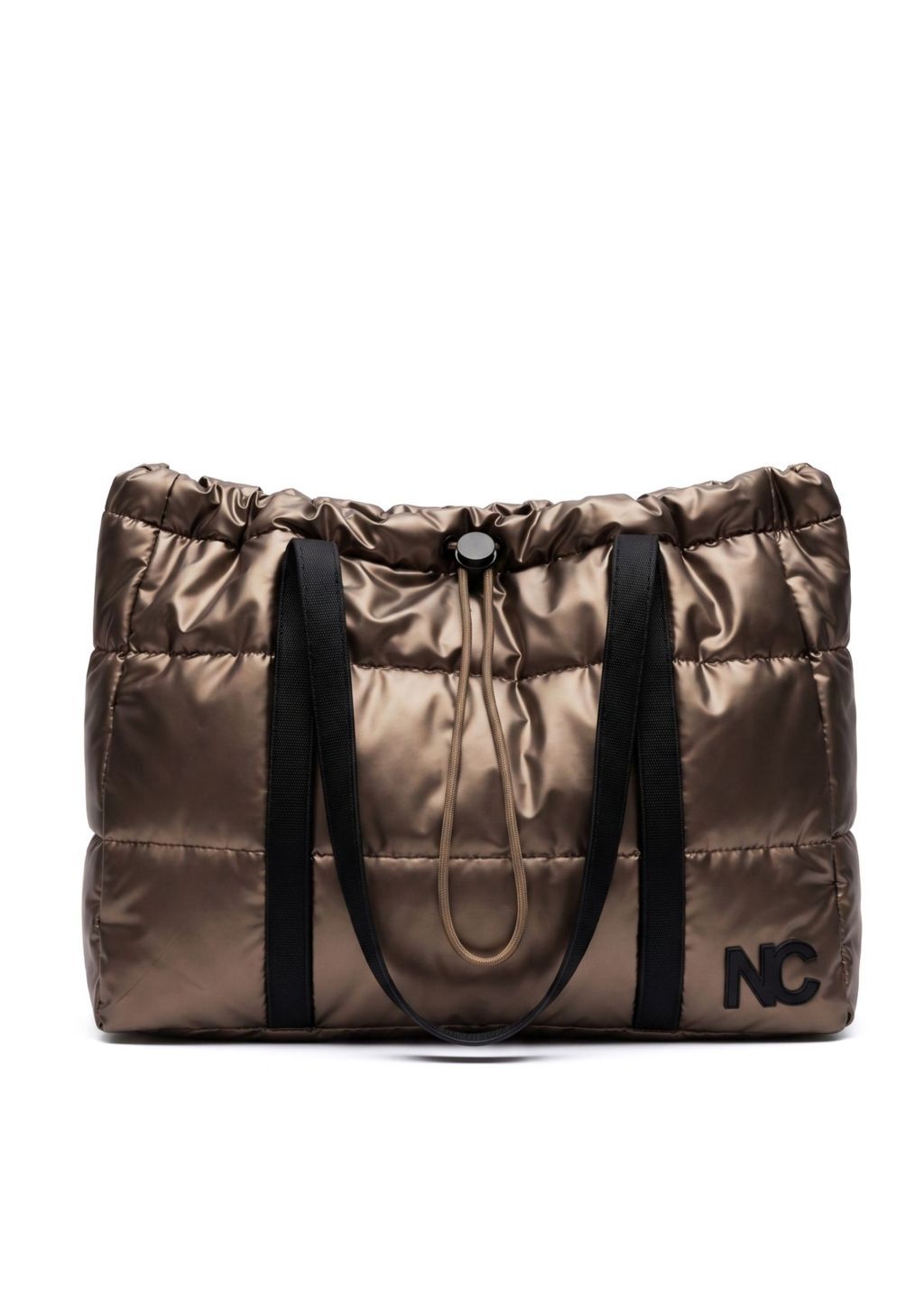 Bolso moderno con detalles negros Shopper ligero para gym o weekend bronce