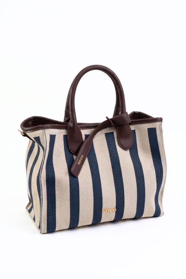 Mini tote rayas azul mujer