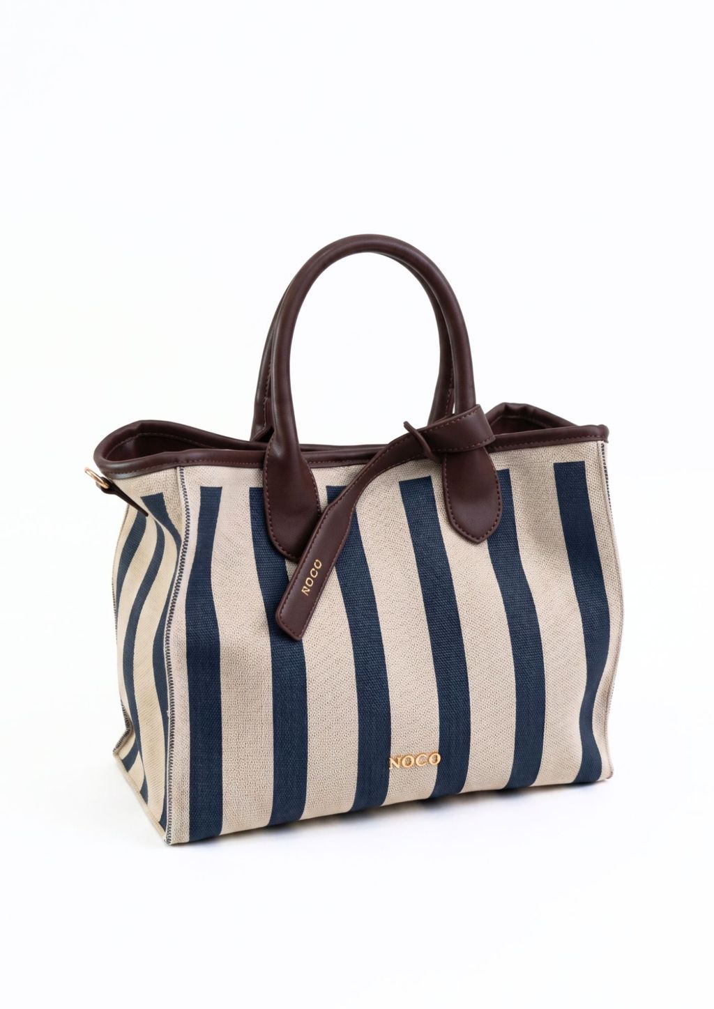 Bolso tejido knit estructurado NOCO Mini tote rayas azul mujer