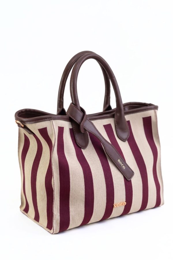 Bolso knit crema y granate