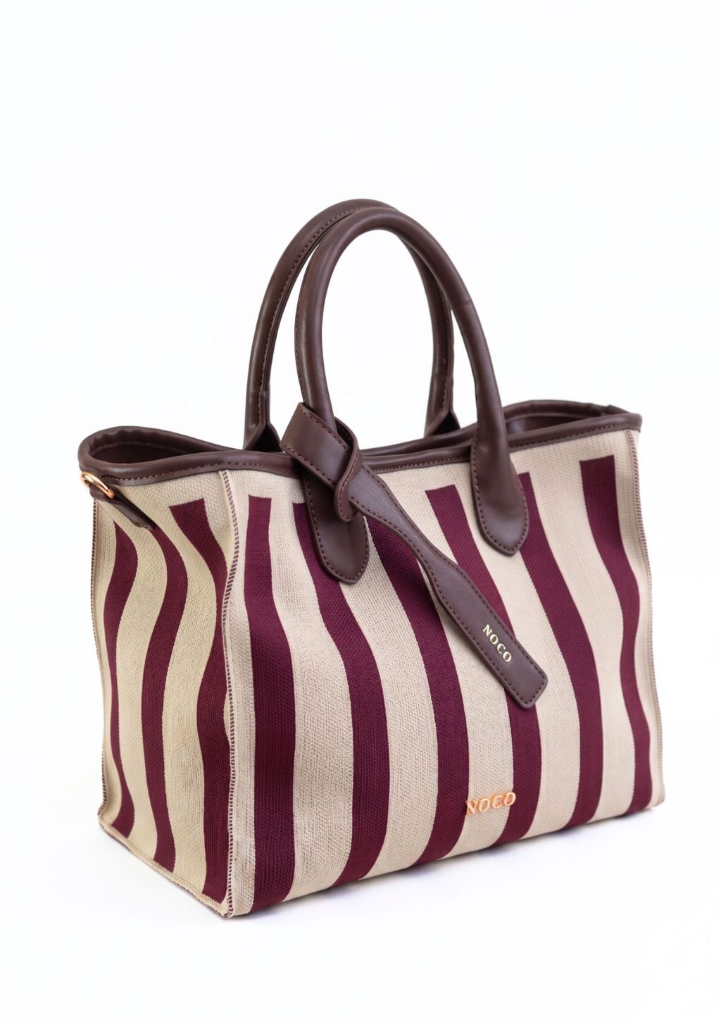 Bolso mediano con correa bandolera NOCO Bolso knit crema y granate