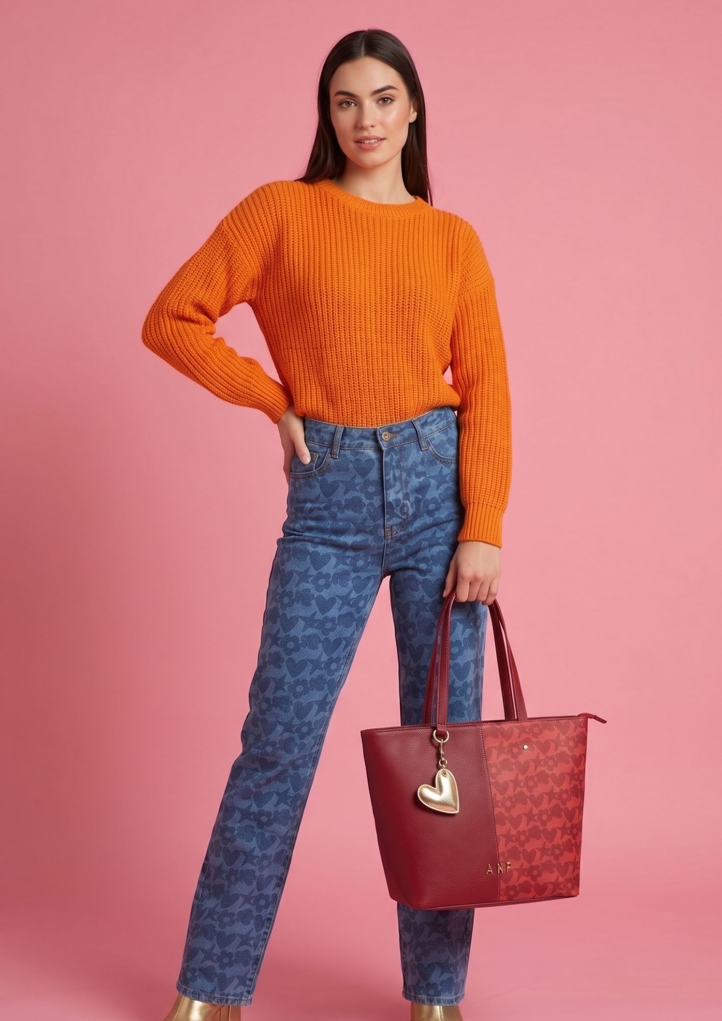 Shopper de piel sintética con diseño liso y estampado. Bolso shopper Agatha Ruiz de la Prada de formato vertical rojo