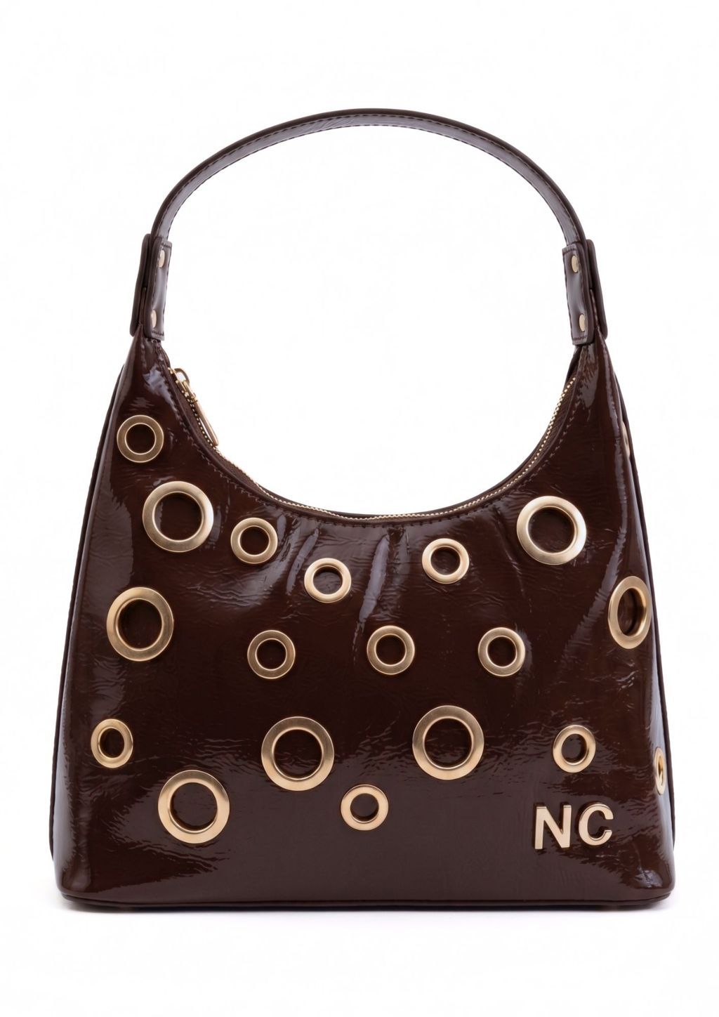 Bolso de mujer formato gondola charol NOCO Bolso de charol formato góndola marrón