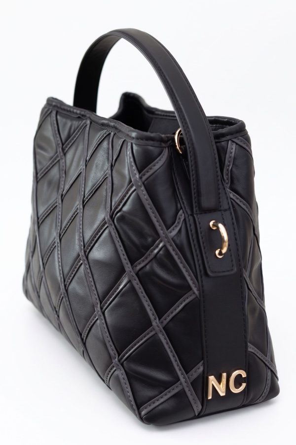 bolso piel vegana rombos negro NOCO lateral