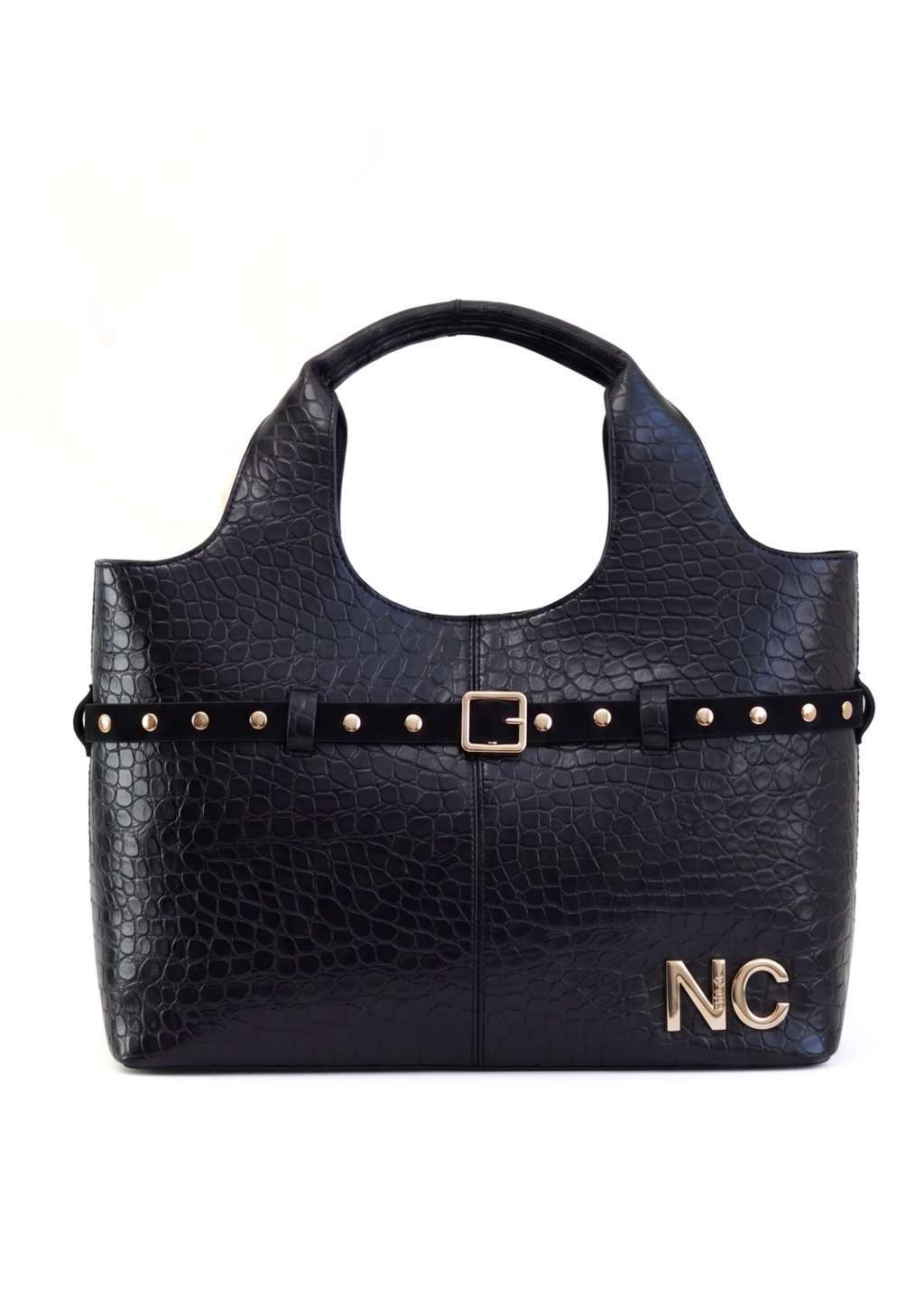 Bolso sofisticado con tachuelas metálicas negro Bolso elegante efecto cocodrilo NOCO negro