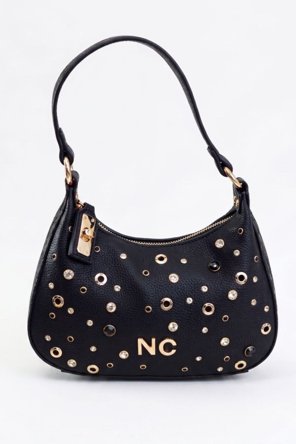 Bolso de mujer negro con cristales y strass