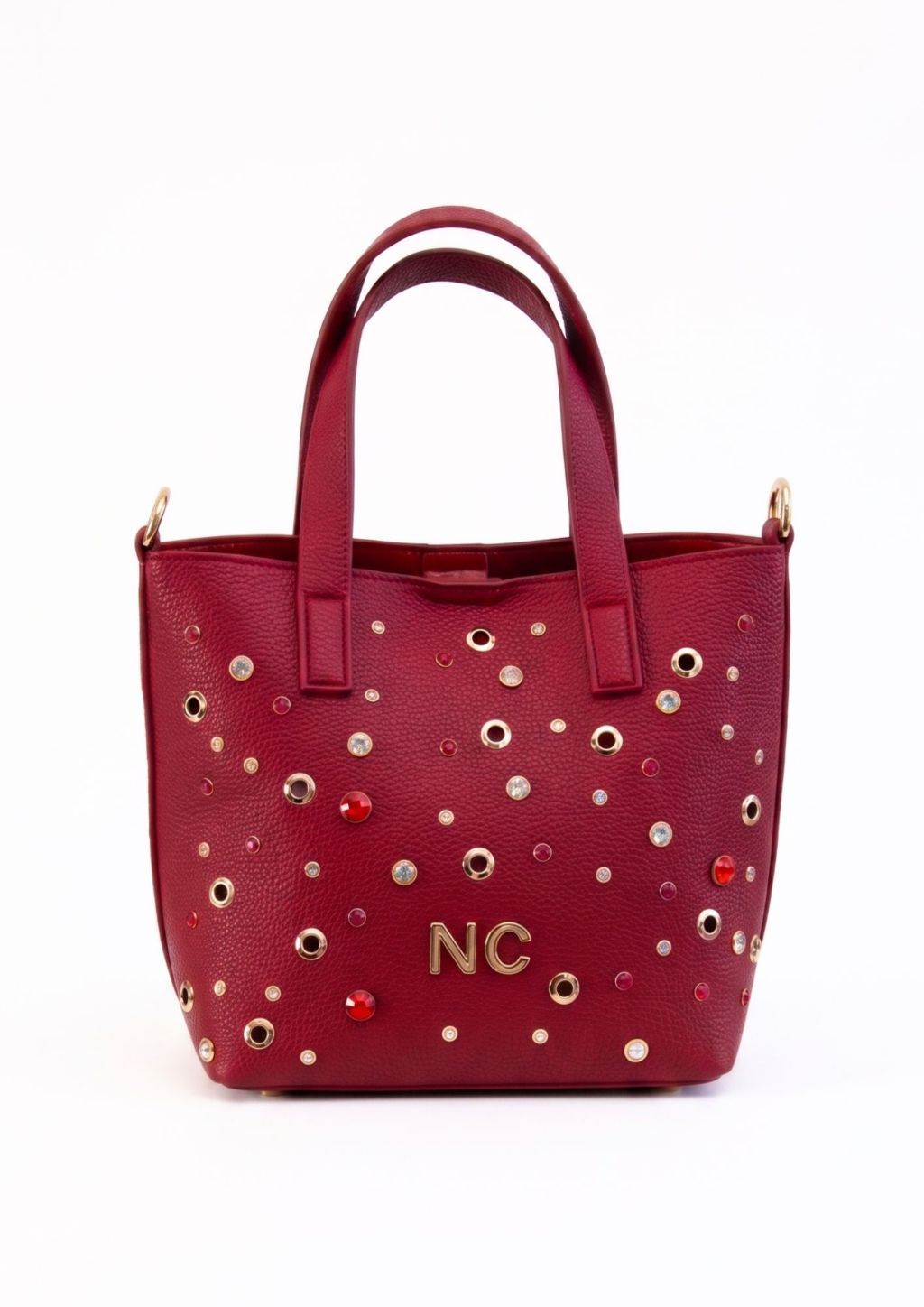 Mini tote granate con neceser interior Bolso pequeño elegante con textura granulada