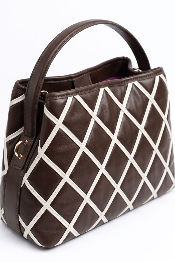 bolso piel vegana rombos chocolate NOCO