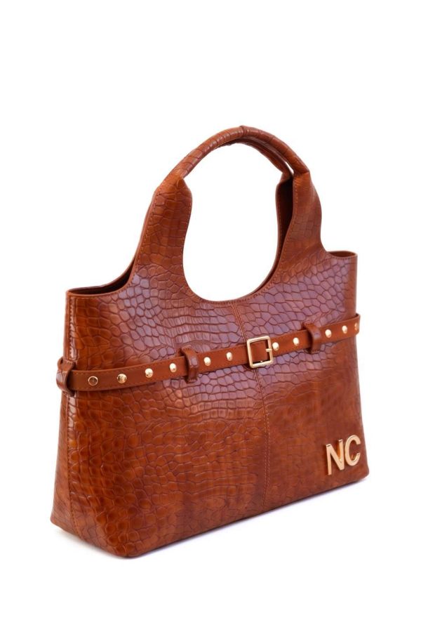 Shopper con detalle cinturón terciopelo camel