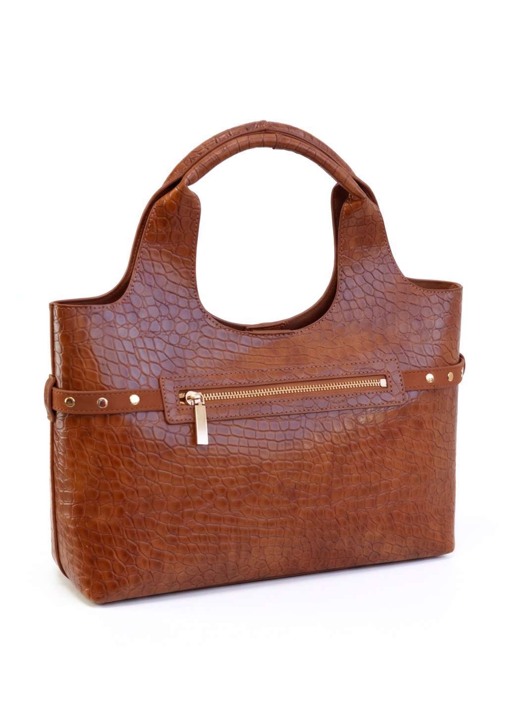 Shopper amplio elegante NOCO camel Bolso sofisticado con tachuelas metálicas