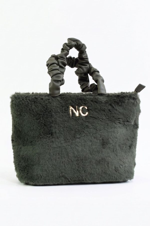 Bolso mediano con asas plisadas verde