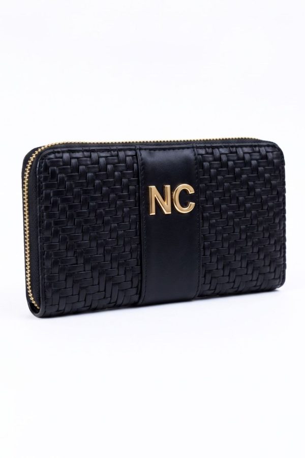 Cartera con cremallera alrededor negro