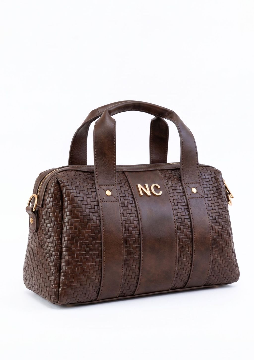 Bolso bowling trenzado para mujer marron chocolate Bolso bowling trenzado para mujer