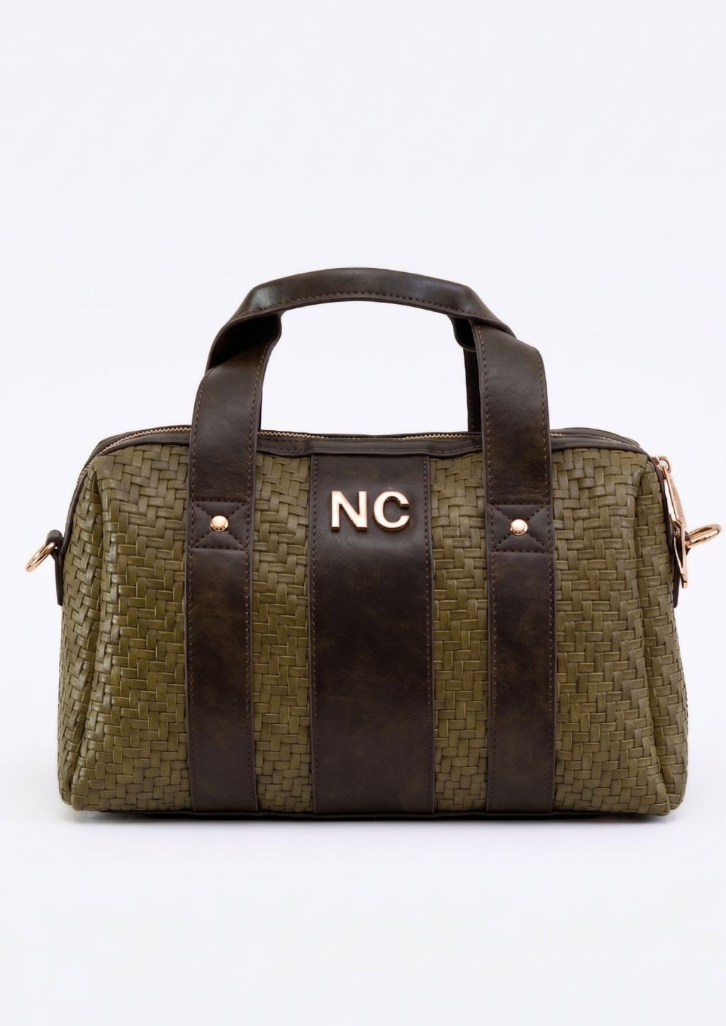 Bolsillo trasero con cremallera en bolso verde Bolso verde kaki elegante y cómodo
