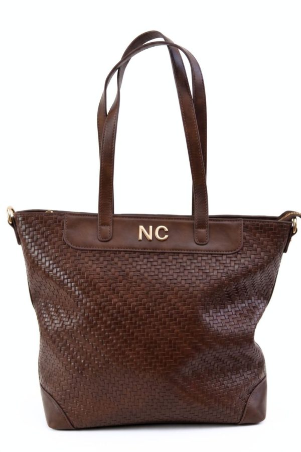 Bolso chocolate efecto trenzado