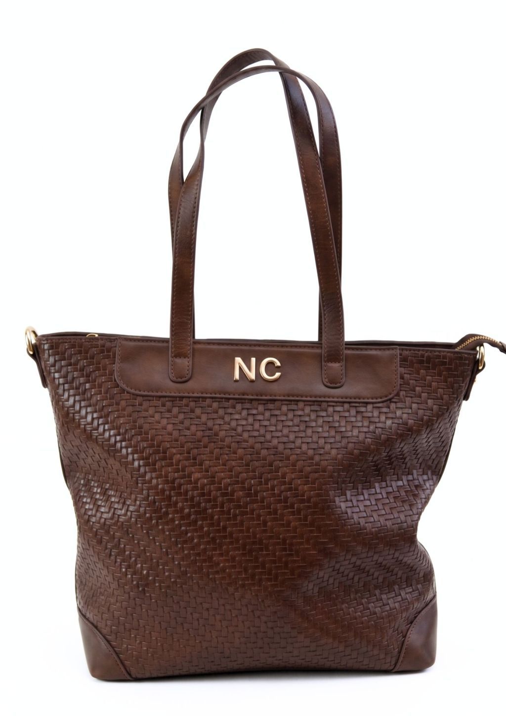 Bolso grande elegante para diario chocolate Bolso chocolate efecto trenzado