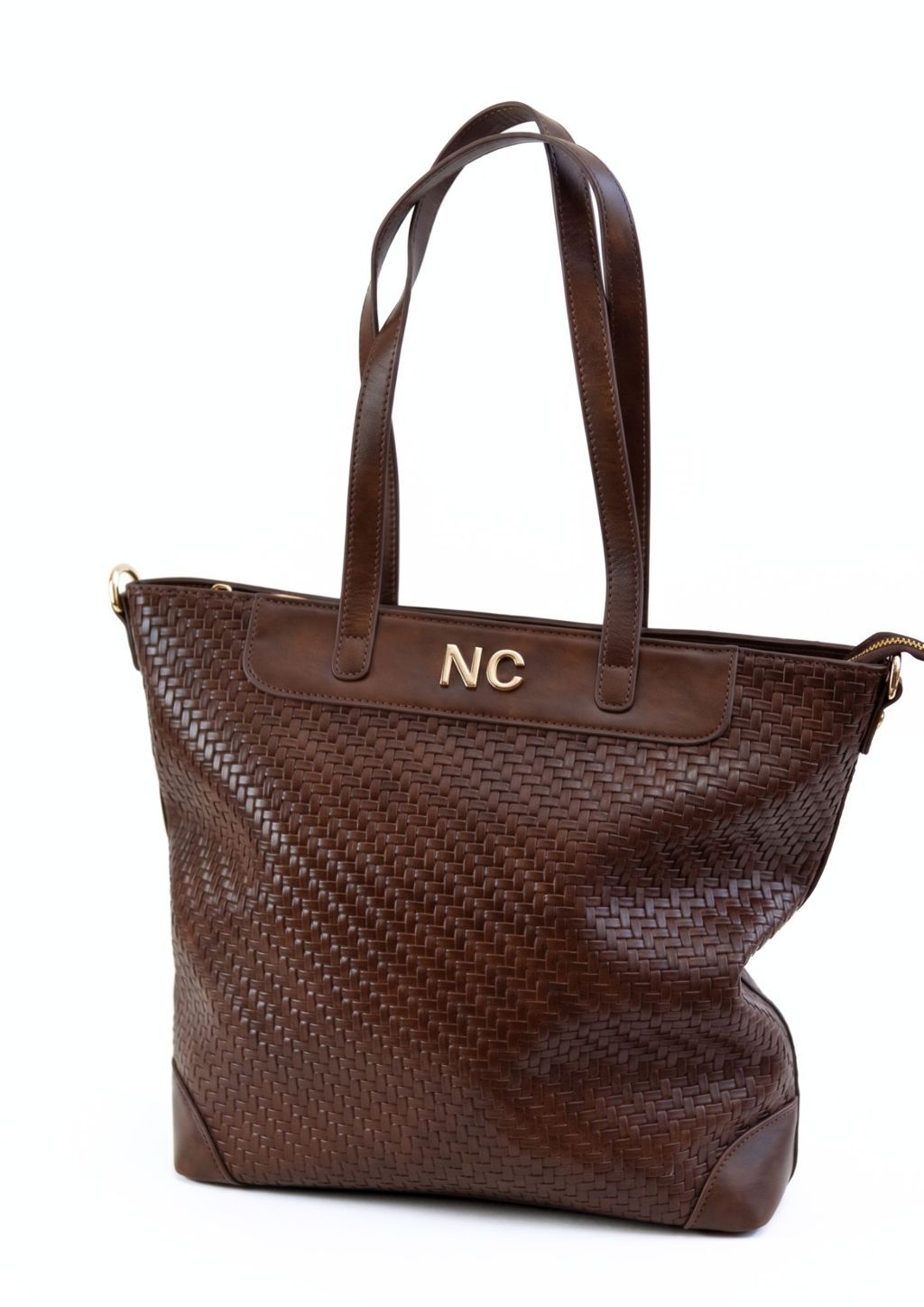 Tote con bolsillo trasero con cremallera chocolate Bolso grande elegante para diario chocolate