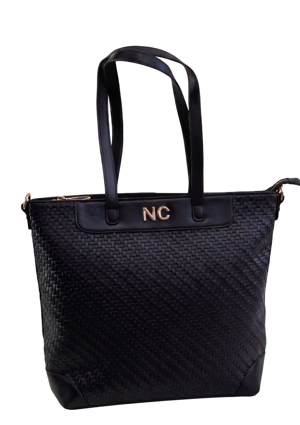 Tote con bolsillo trasero con cremallera negro Bolso grande elegante para diario NOCO