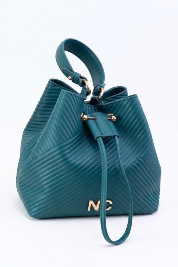 Bombonera elegante efecto plisado NOCO azul