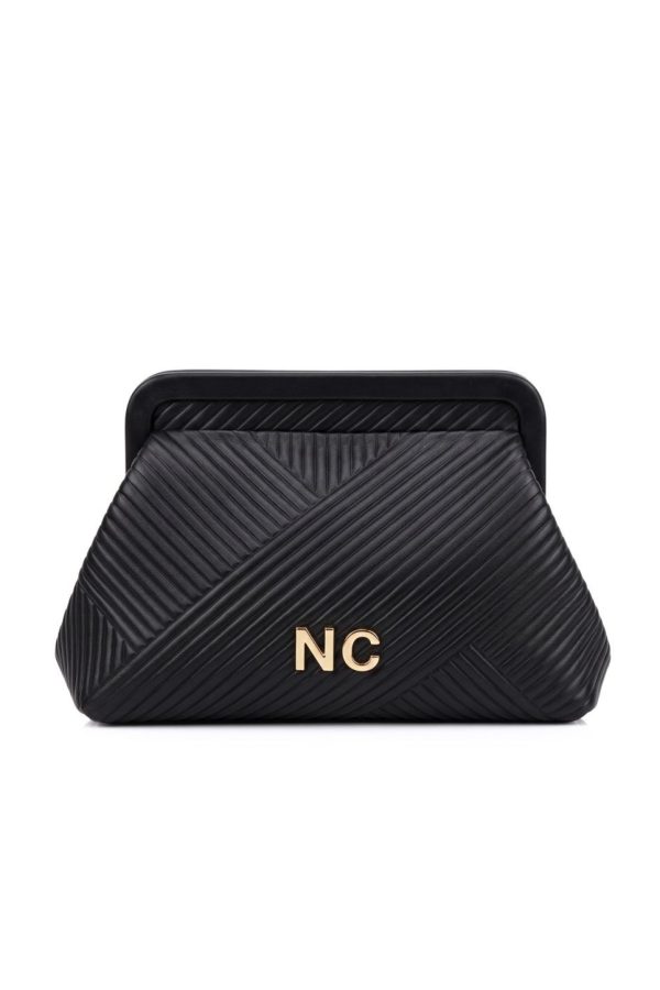 Clutch grabado elegante para mujer negro