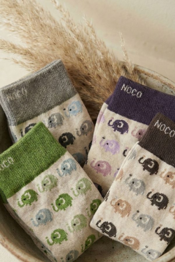Calcetines suaves con estampado de elefantitos pastel