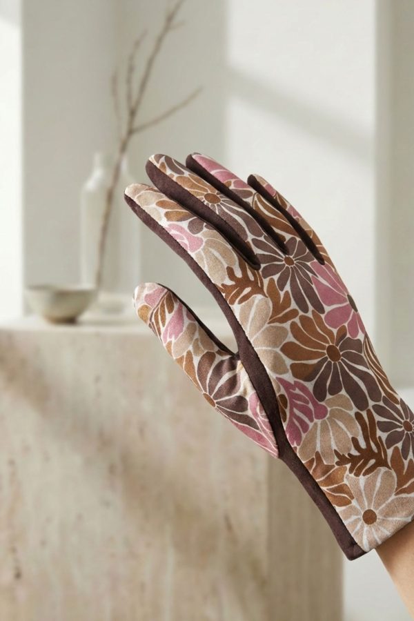 Guantes antelina con estampado floral