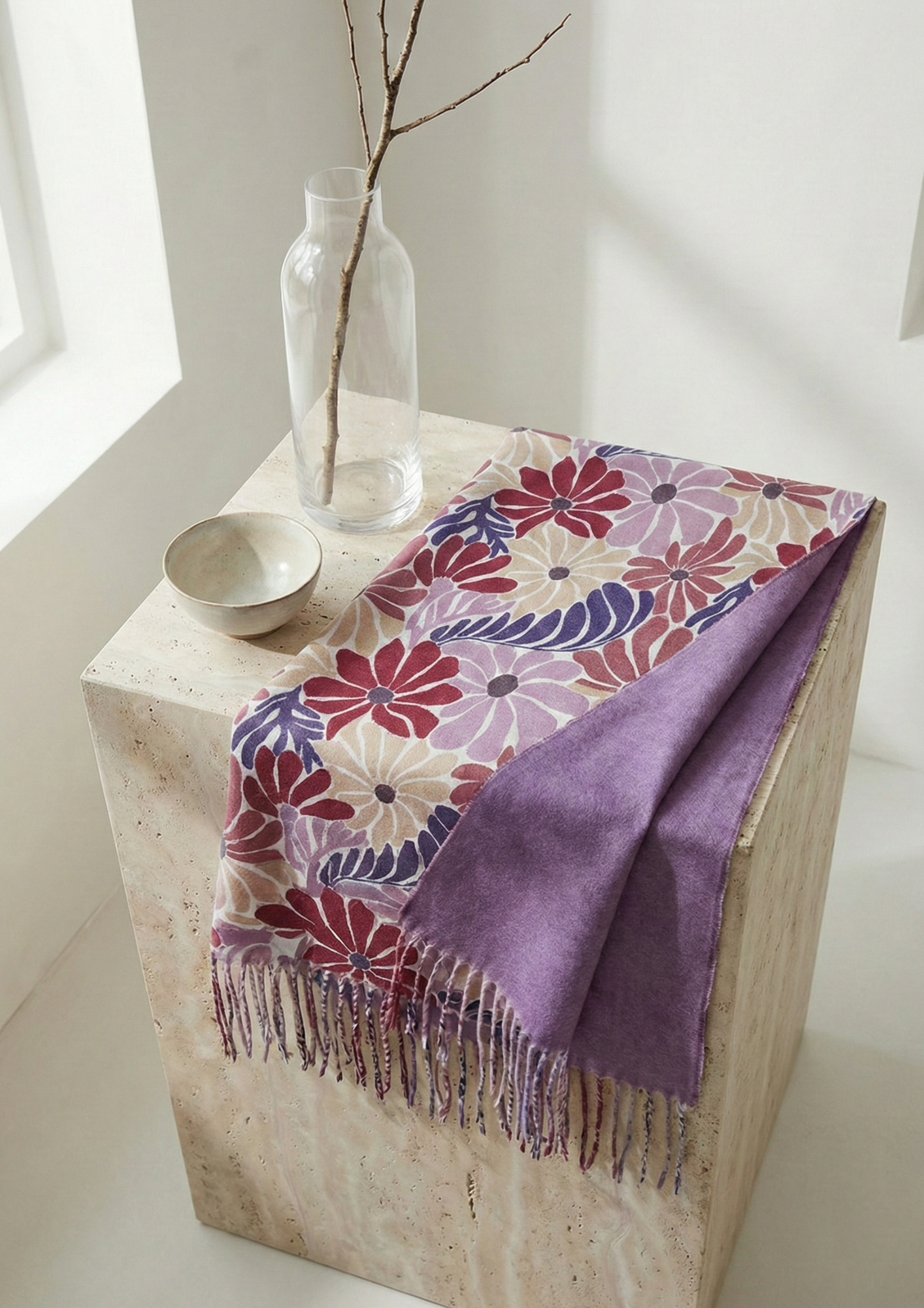 Bufanda mujer estampado floral Pashmina doble cara elegante