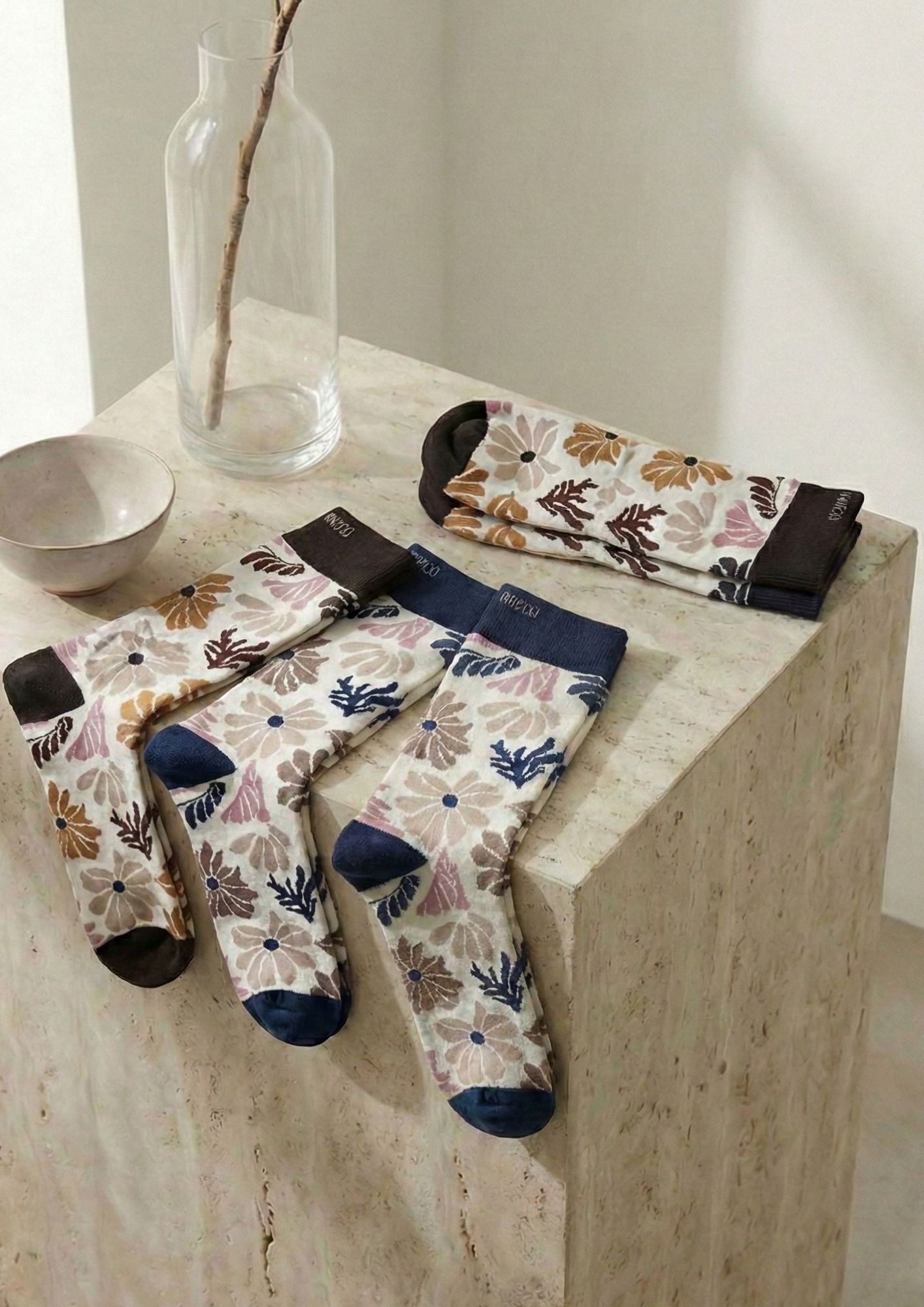 Calcetines antibacterianos mujer Calcetines estampado floral retro