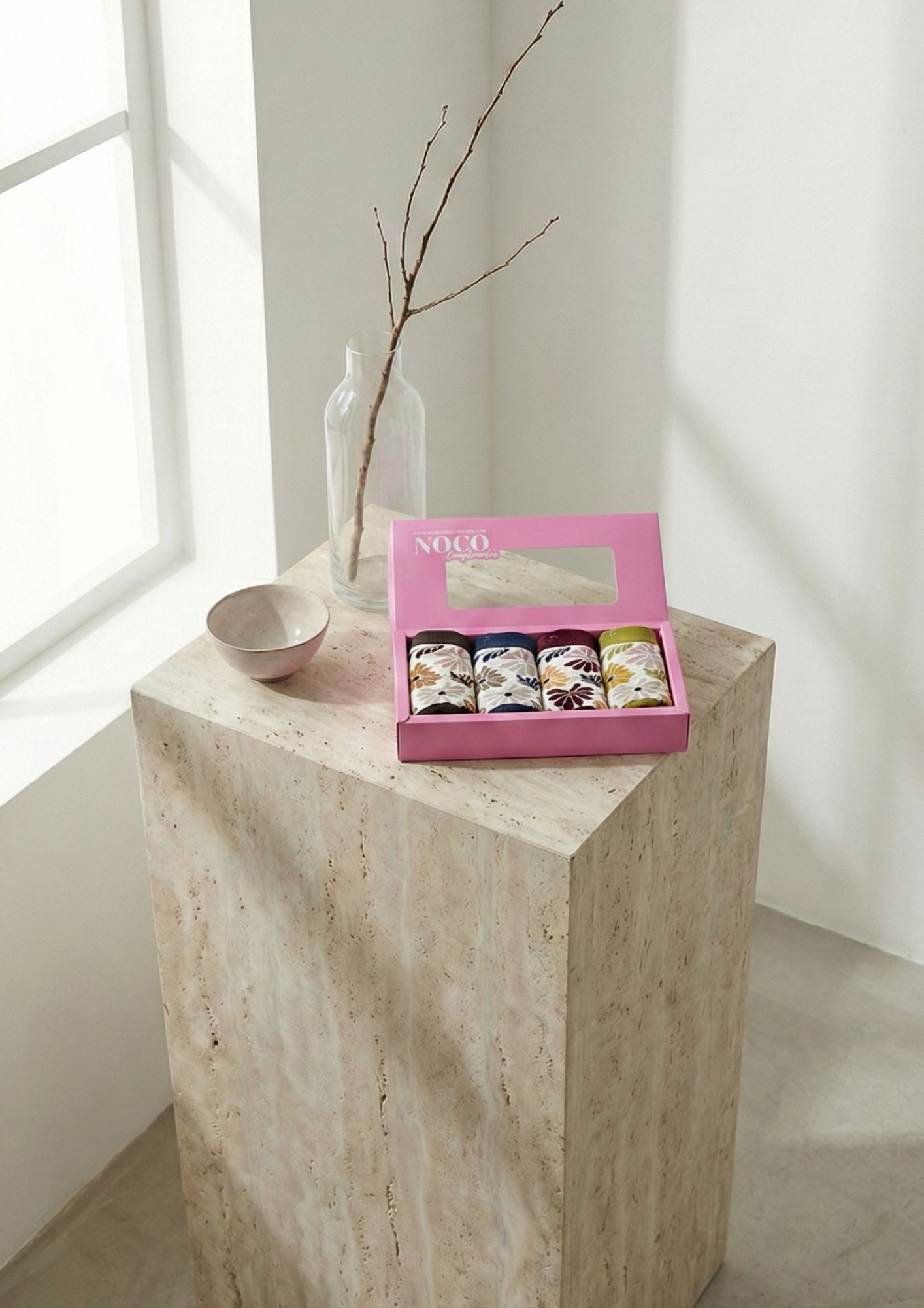Diseño floral retro NOCO Caja de 4 calcetines mujer