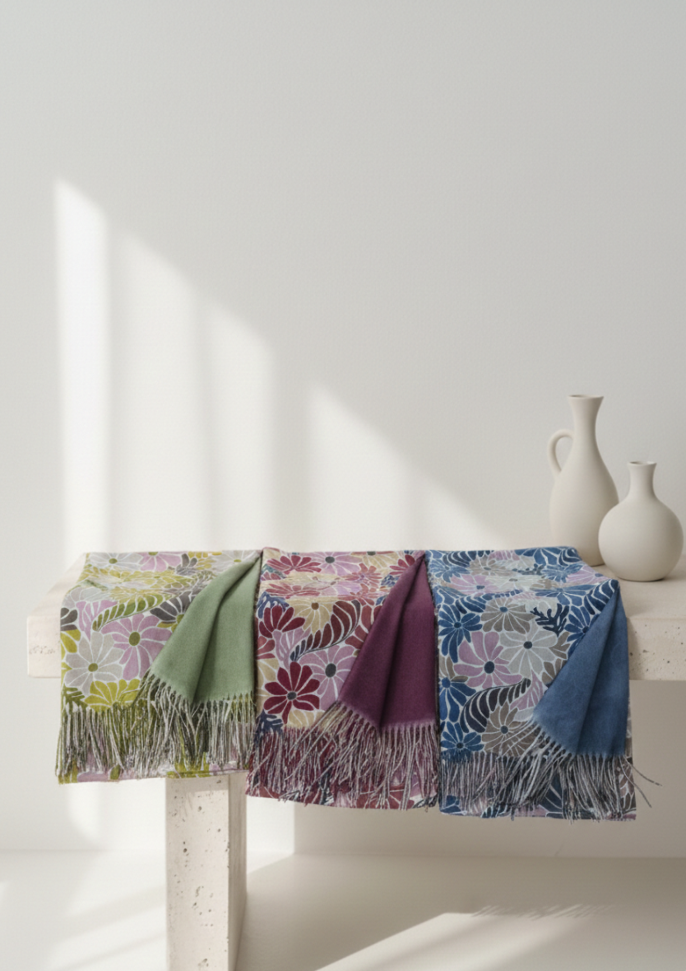 Complemento cálido para invierno Pashmina color liso reversible