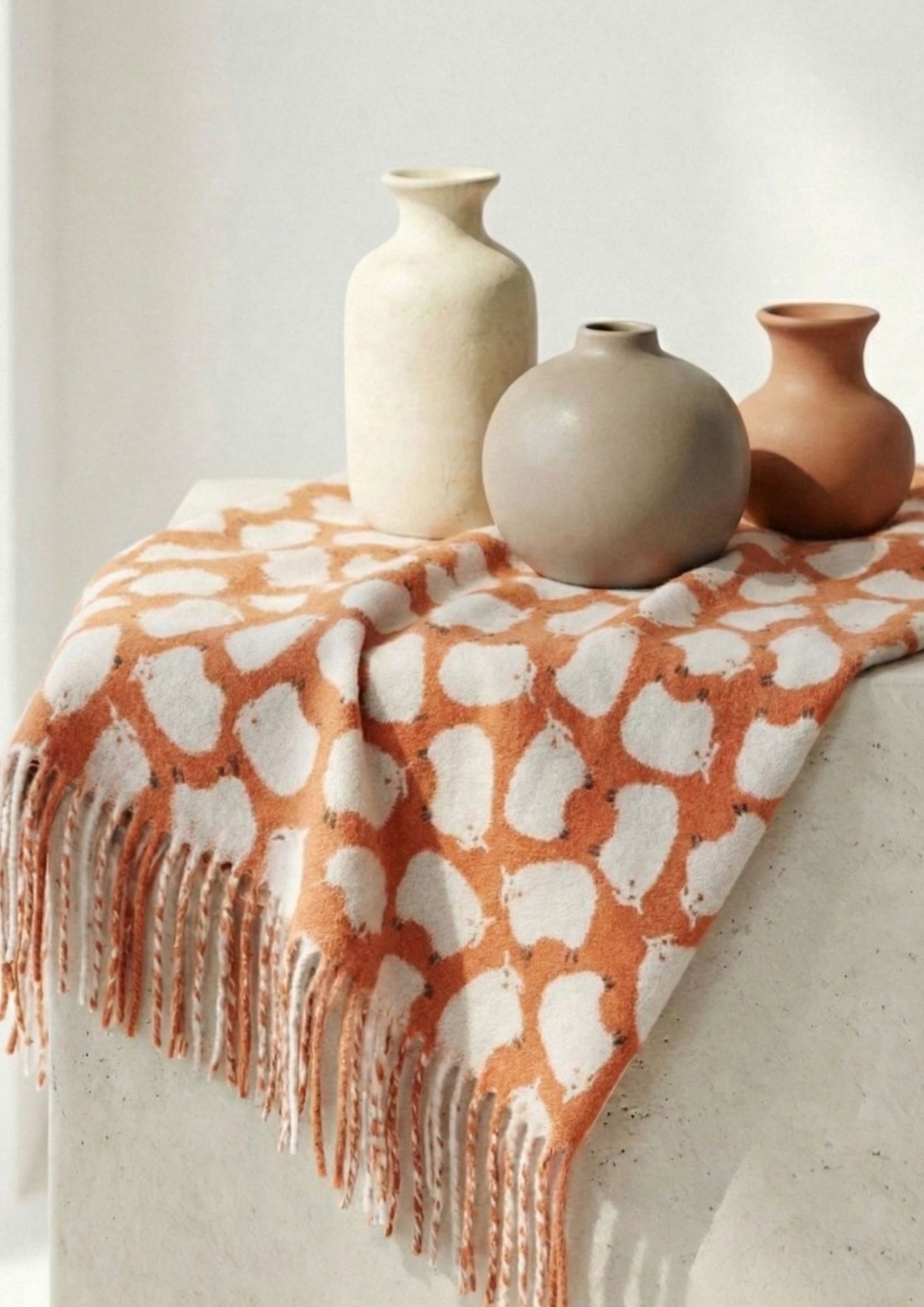 Bufanda estampado ovejas NOCO Pashmina reversible ovejitas mujer