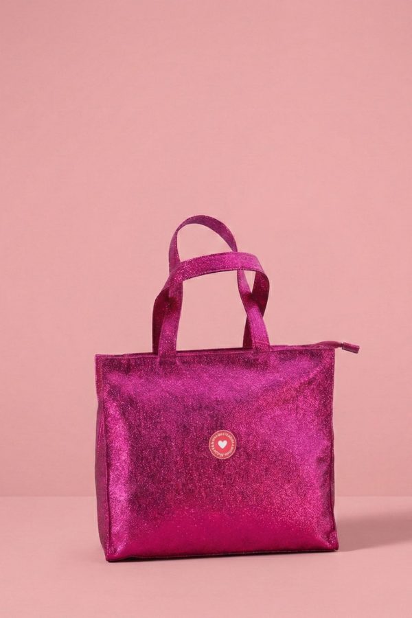 Bolsa shopper Agatha Ruiz de la Prada con acabado glitter metalizado. fucsia
