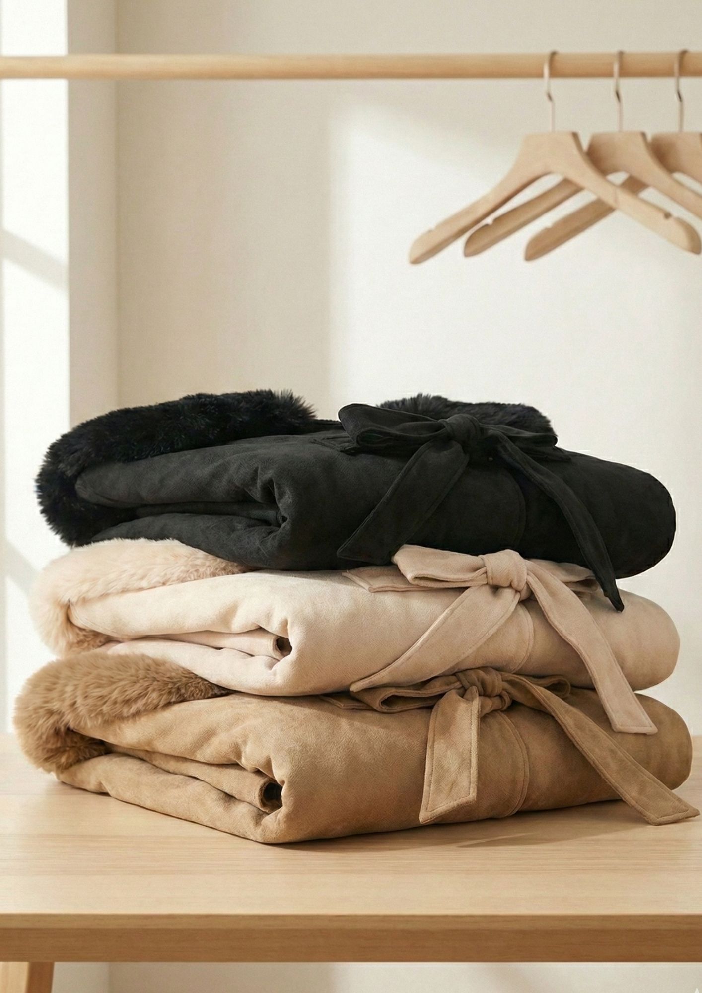 Prenda invierno femenina NOCO Abrigo capa cuello pelo mujer