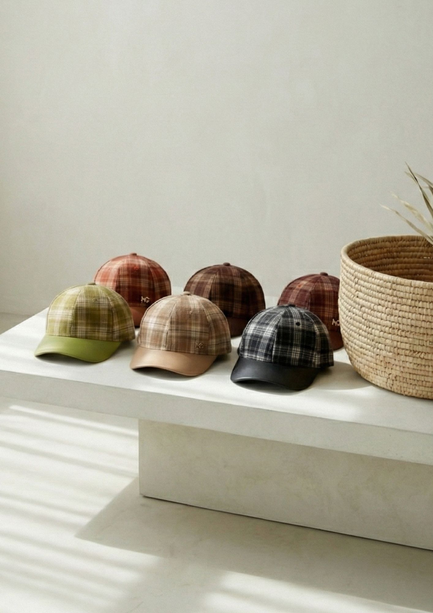 Gorra femenina con regulador trasero ajustable Gorra de cuadros clásica con visera de piel vegana