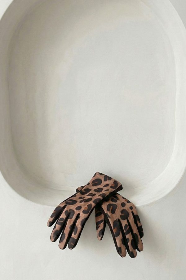 Guantes táctiles animal print NC estampado de cebra marrón