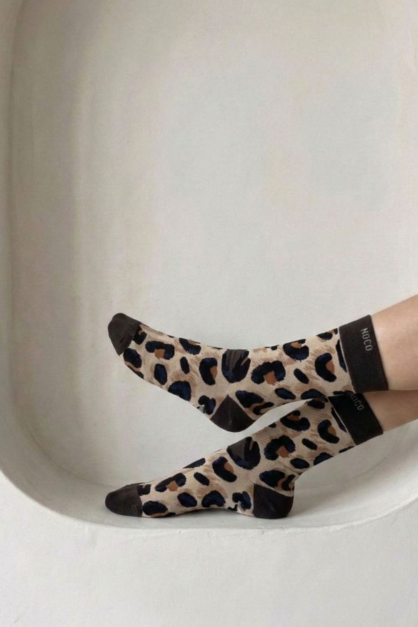 Calcetines suaves para mujer con estampado de leopardo