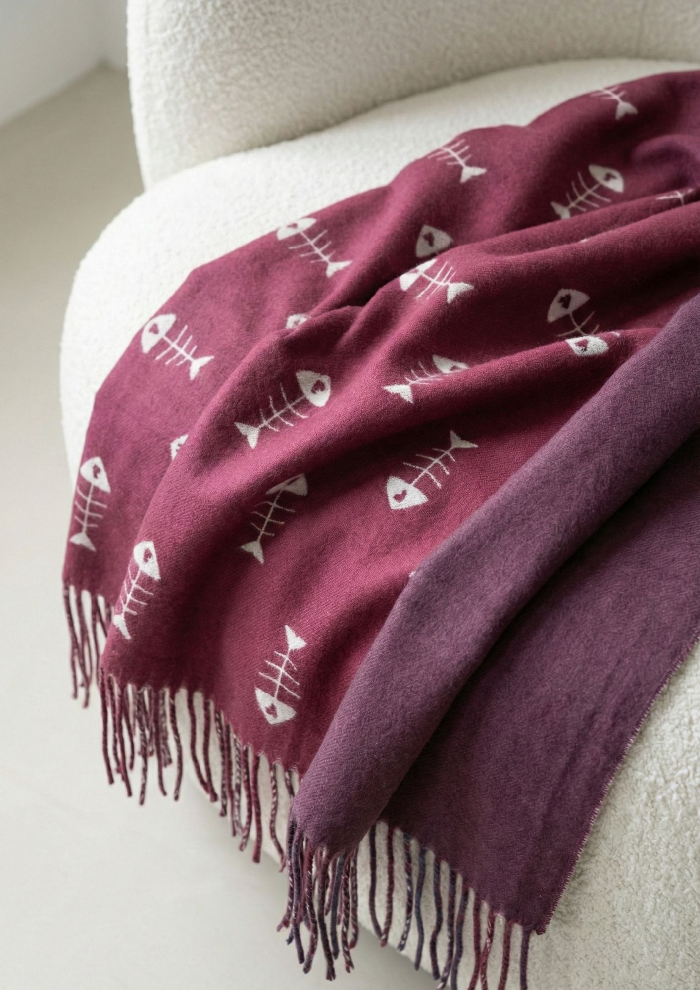 Pashmina cara lisa neutra elegante invierno mujer Noco Pashmina estampado pescadito tonos suaves elegante mujer