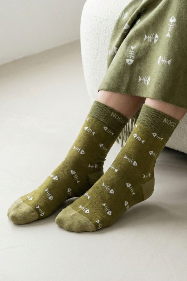 Calcetines estampado raspas pescadito mujer Noco